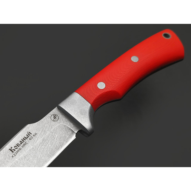 Фурсач А. А. нож Ирбис малютка, сталь Х12МФ пескоструй, рукоять G10 red