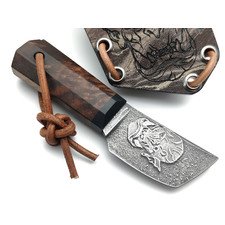 Волчий Век нож Орчёнок Custom сталь PGK WA худ. травление, рукоять Карельская берёза, G10, карбон