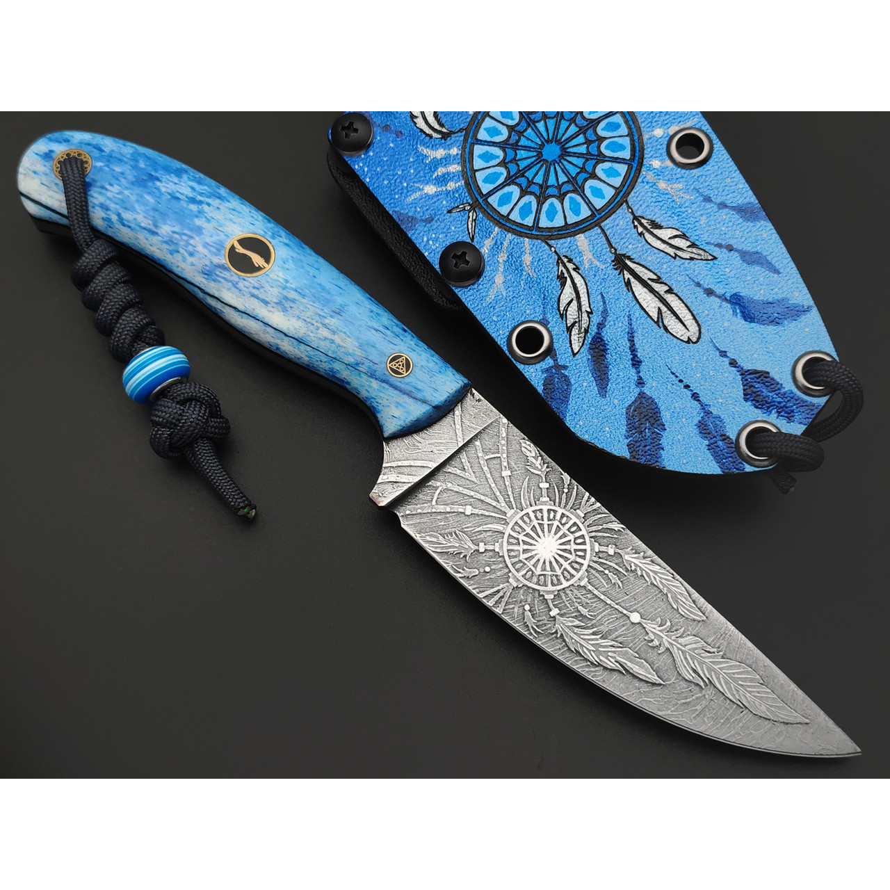 Волчий Век нож Mark-I Custom "Ловец Снов" сталь PGK WA, рукоять Кость жирафа, G10, мозаичные пины