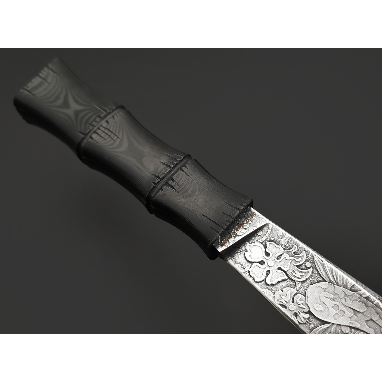 Волчий Век нож Бамбук Custom сталь 1.4116 WA худ. травление, рукоять Карбон