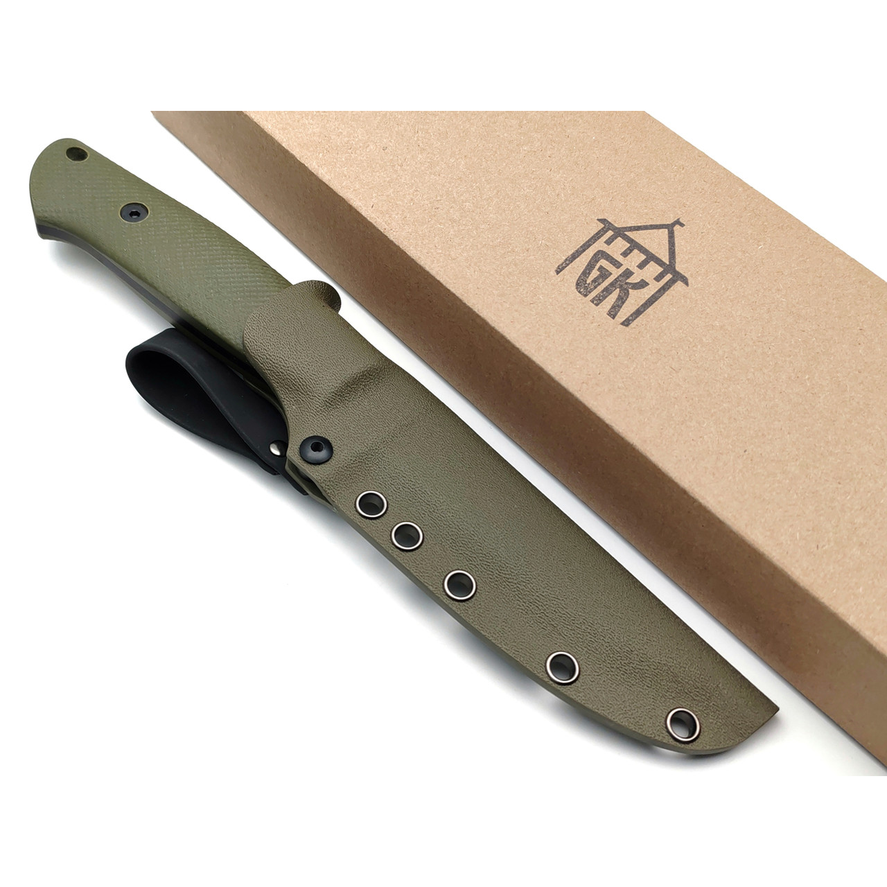 Град Горький нож Тигр сталь D2 стоунвош, рукоять G10 olive & black