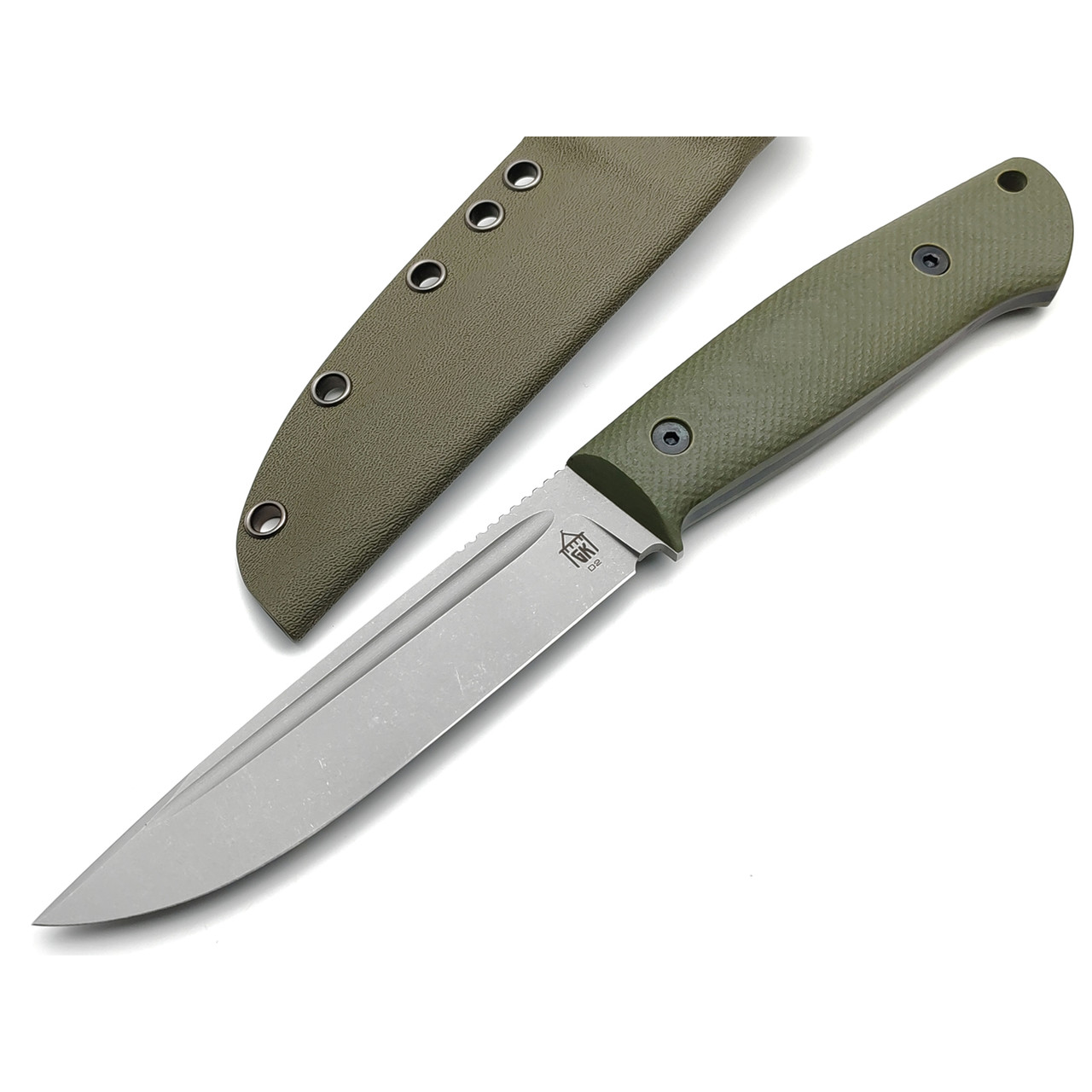 Град Горький нож Тигр сталь D2 стоунвош, рукоять G10 olive & black