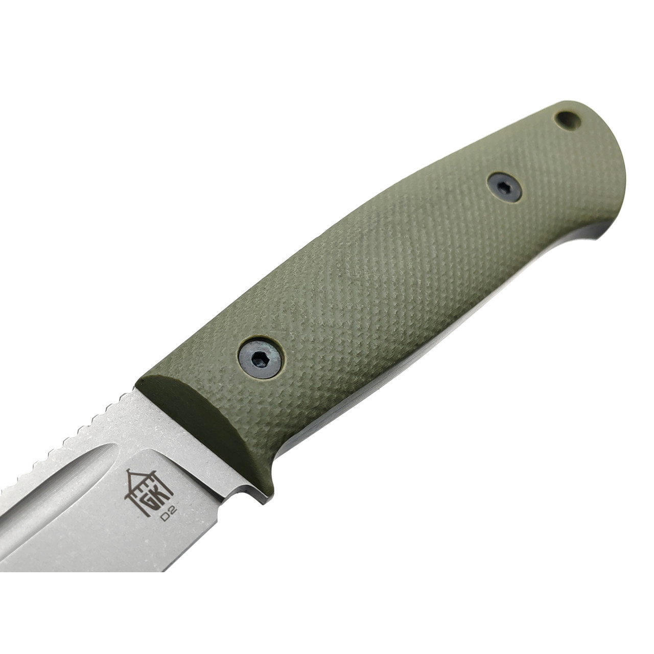 Град Горький нож Тигр сталь D2 стоунвош, рукоять G10 olive & black