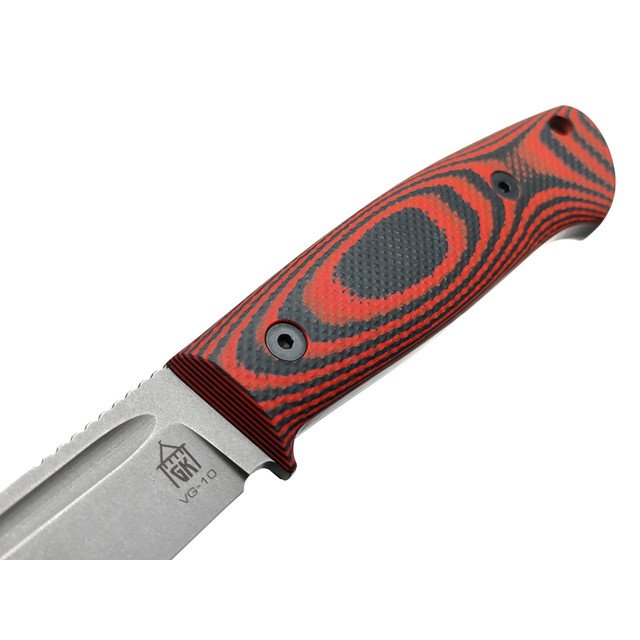 Град Горький нож Тигр сталь VG-10 стоунвош, рукоять G10 black & red