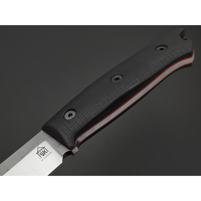 Град Горький нож Универсал сталь Х12МФ satin, рукоять G10 black & red