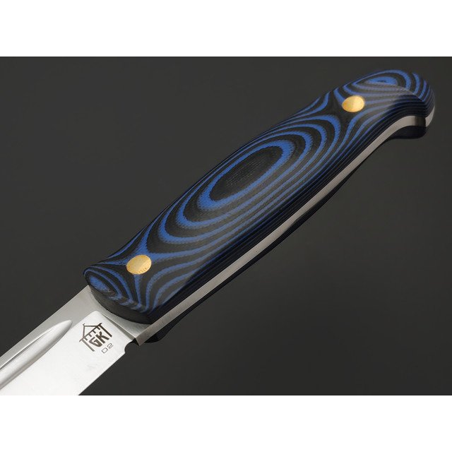 Град Горький нож Пукко сталь D2 satin, рукоять G10 black & blue, латунь