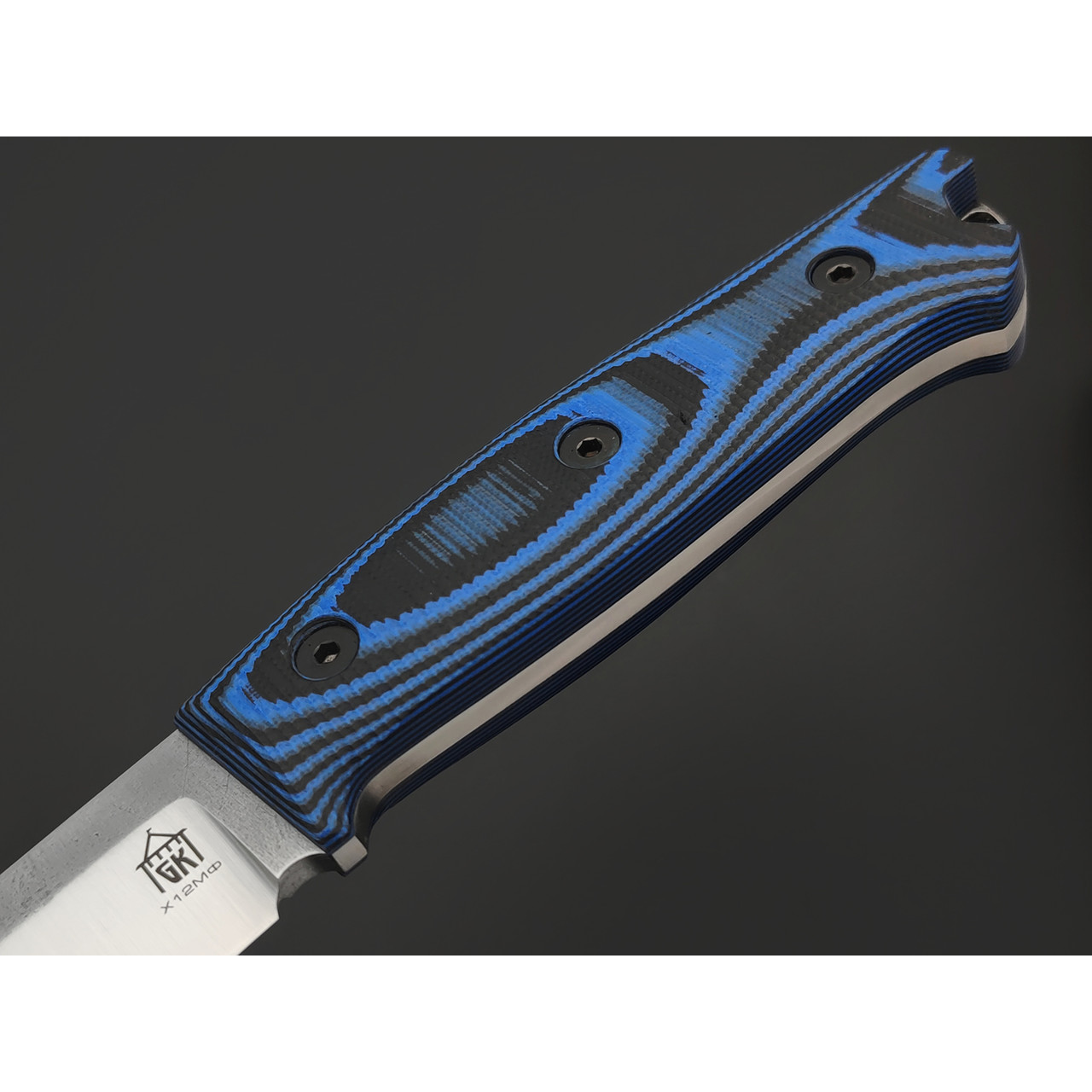 Град Горький нож Универсал сталь Х12МФ satin, рукоять G10 black & blue
