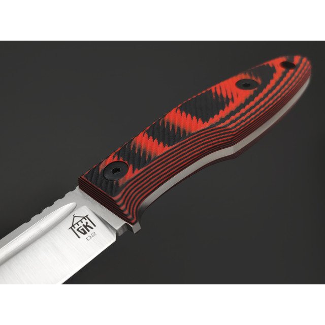 Град Горький нож Байкер сталь D2 satin, рукоять G10 black & red