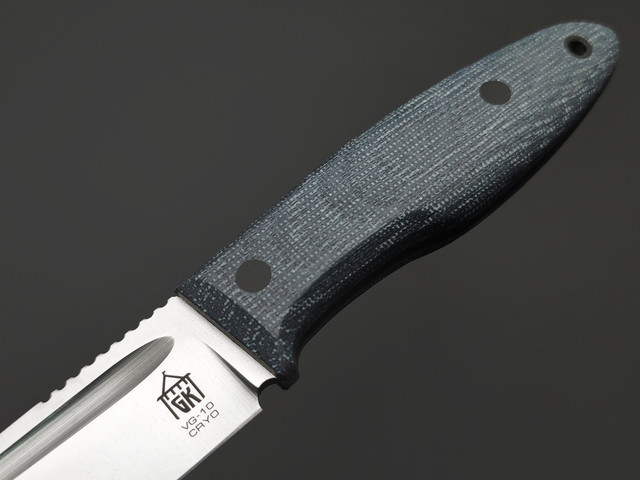 Град Горький нож Байкер сталь VG-10 satin, рукоять Micarta grey, G10 black