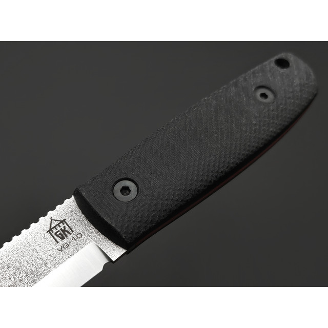 Град Горький нож Техно-Томми сталь VG-10 satin, спуски сканди, рукоять Micarta black, G10 red