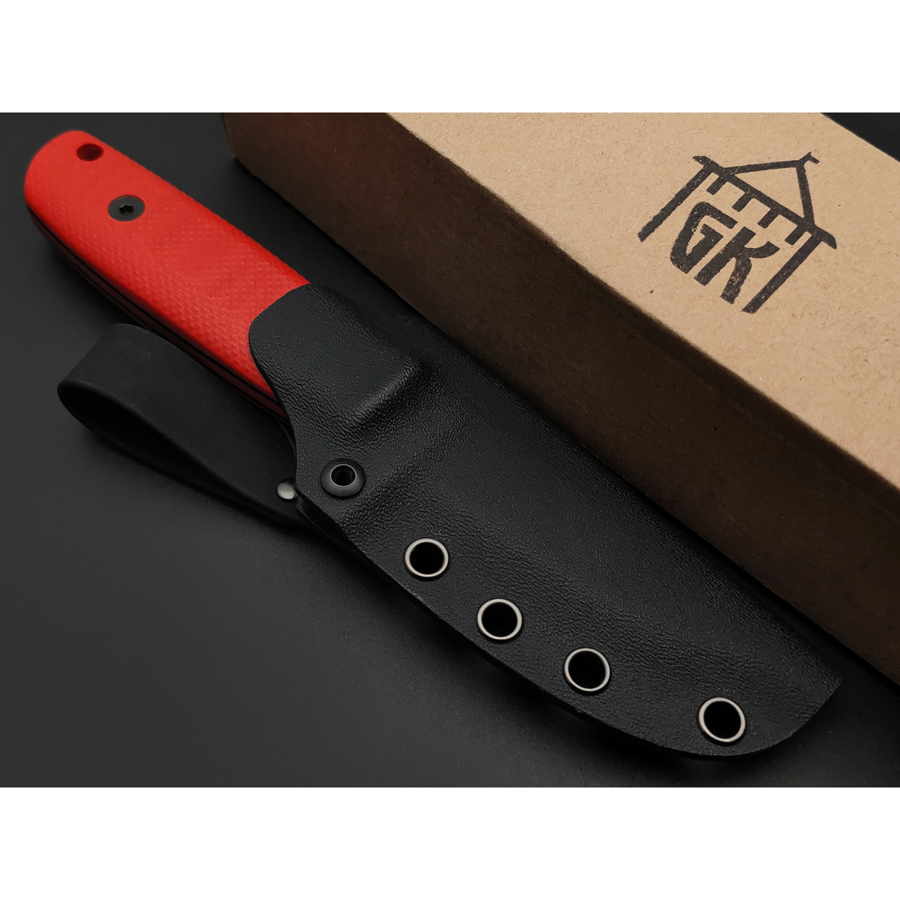 Град Горький нож Техно-Томми сталь VG-10 satin, спуски конвекс, рукоять G10 red & black