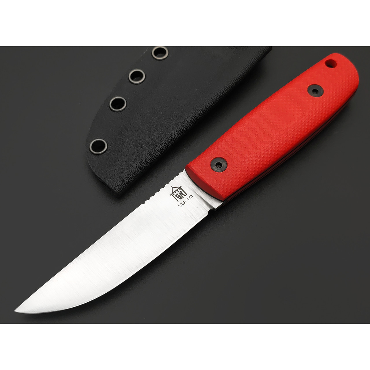 Град Горький нож Техно-Томми сталь VG-10 satin, спуски конвекс, рукоять G10 red & black