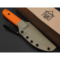 Град Горький нож Техно-Томми сталь D2 satin, спуски конвекс, рукоять G10 orange & black