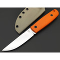 Град Горький нож Техно-Томми сталь D2 satin, спуски конвекс, рукоять G10 orange & black
