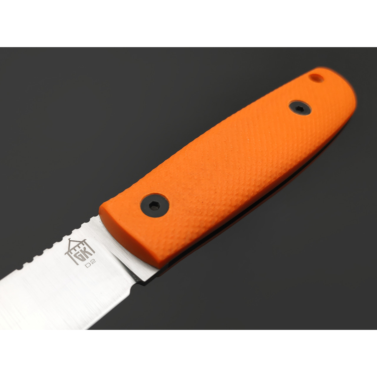 Град Горький нож Техно-Томми сталь D2 satin, спуски конвекс, рукоять G10 orange & black