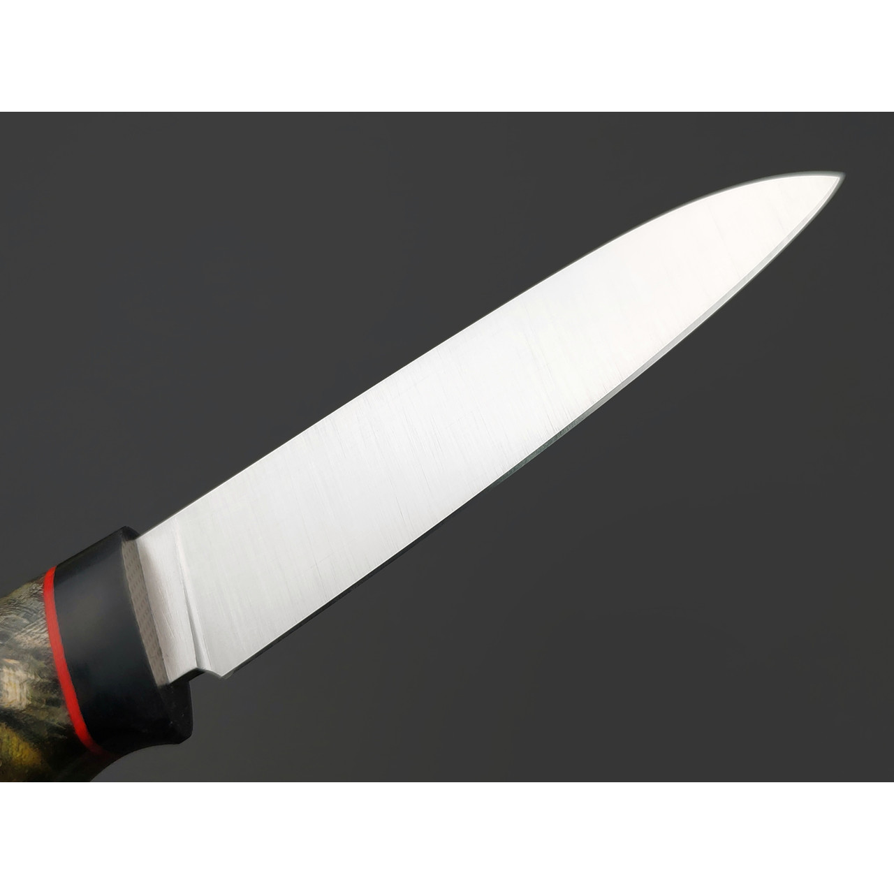 Град Горький нож Шейный сталь Elmax satin, рукоять Кап клёна green & yellow, G10