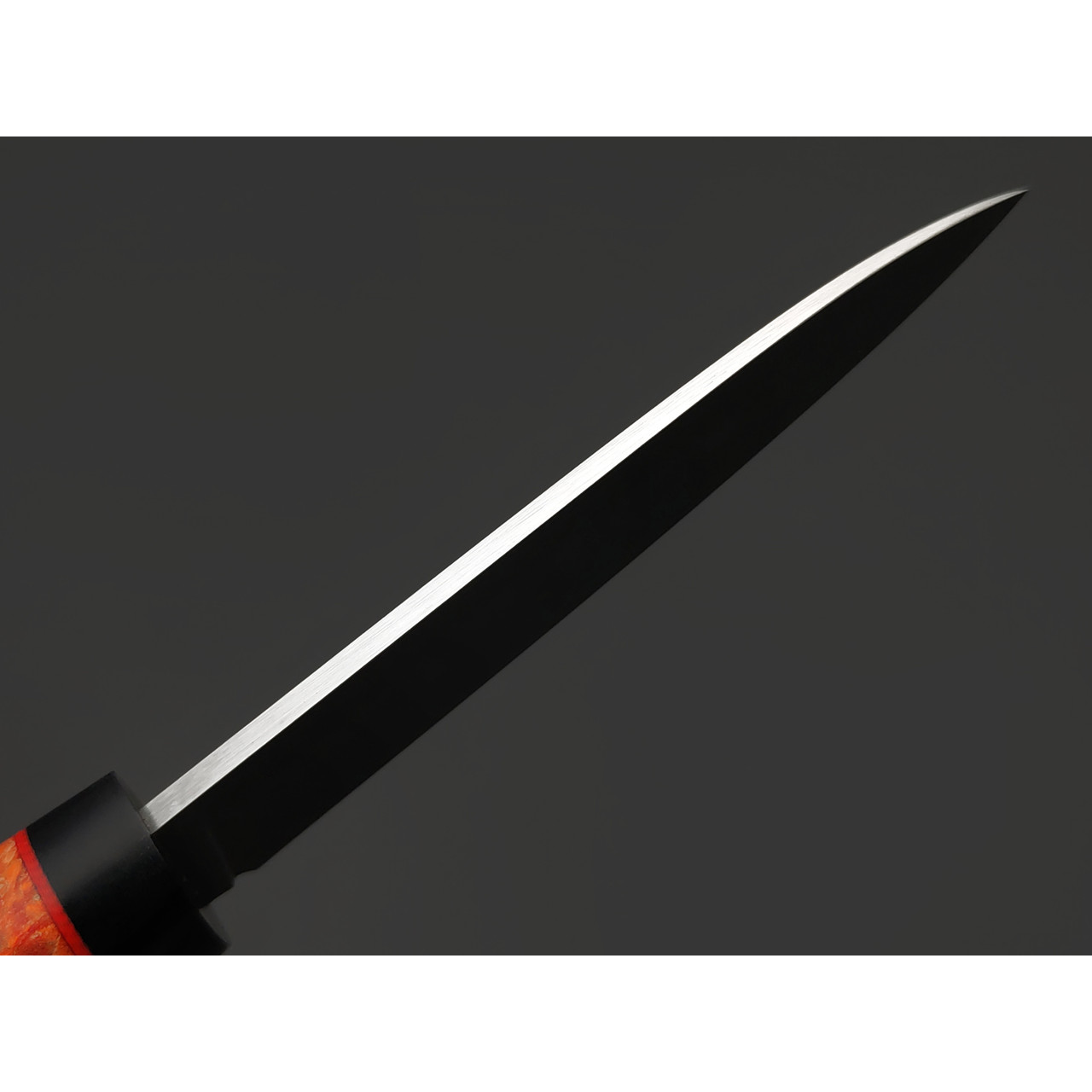 Град Горький нож Шейный сталь Elmax satin, рукоять Кап клёна red & grey, G10