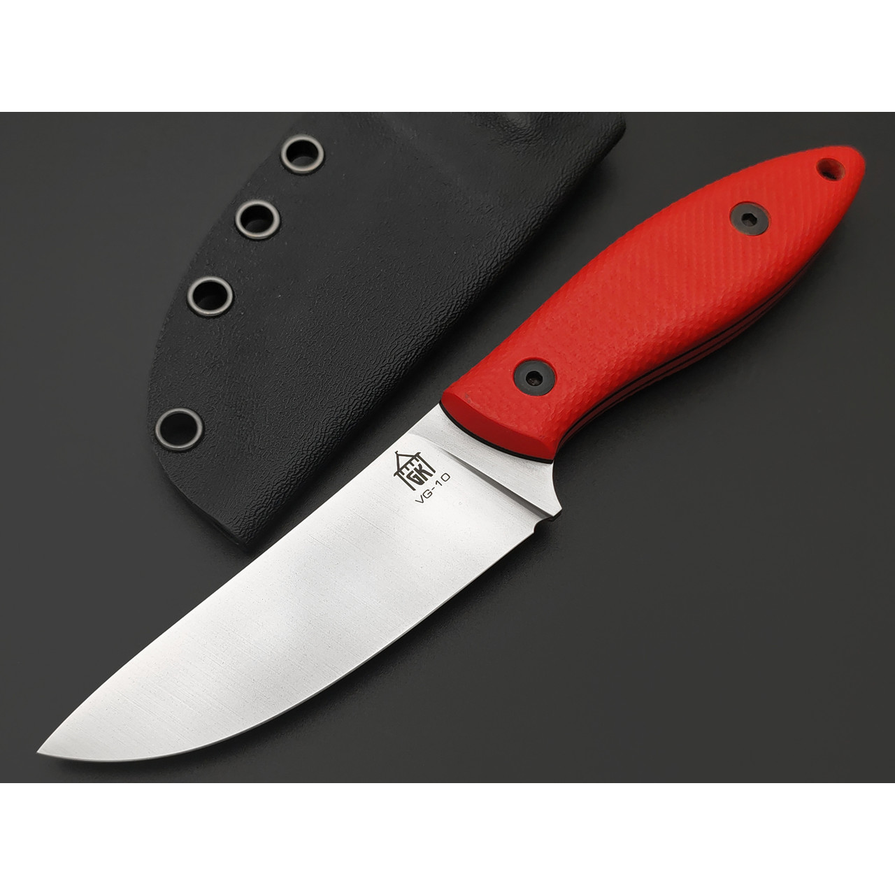 Град Горький нож Геккон сталь VG-10 satin, рукоять G10 red & black