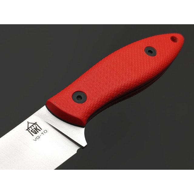 Град Горький нож Геккон сталь VG-10 satin, рукоять G10 red & black