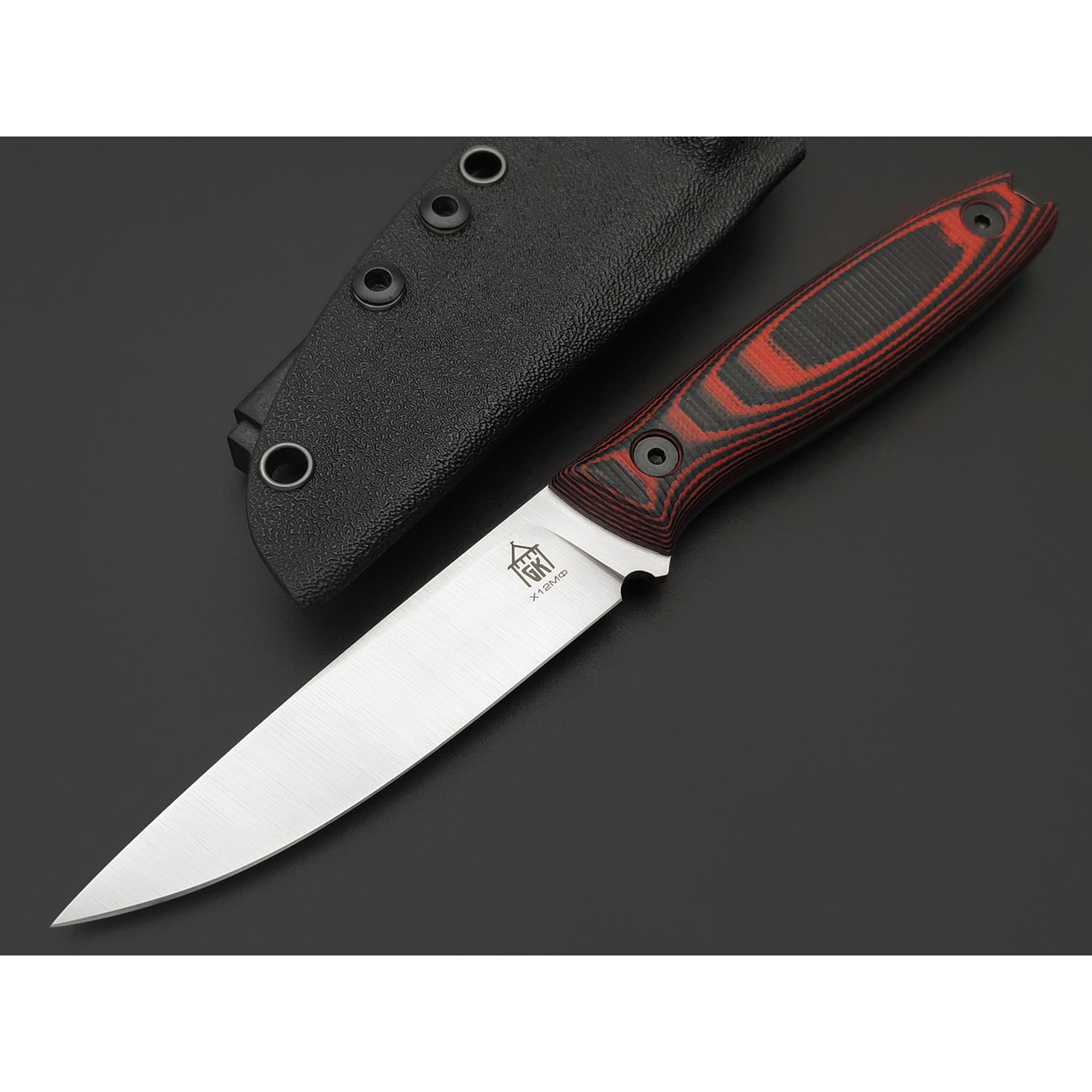 Град Горький нож Оса сталь Х12МФ satin, рукоять G10 black & red