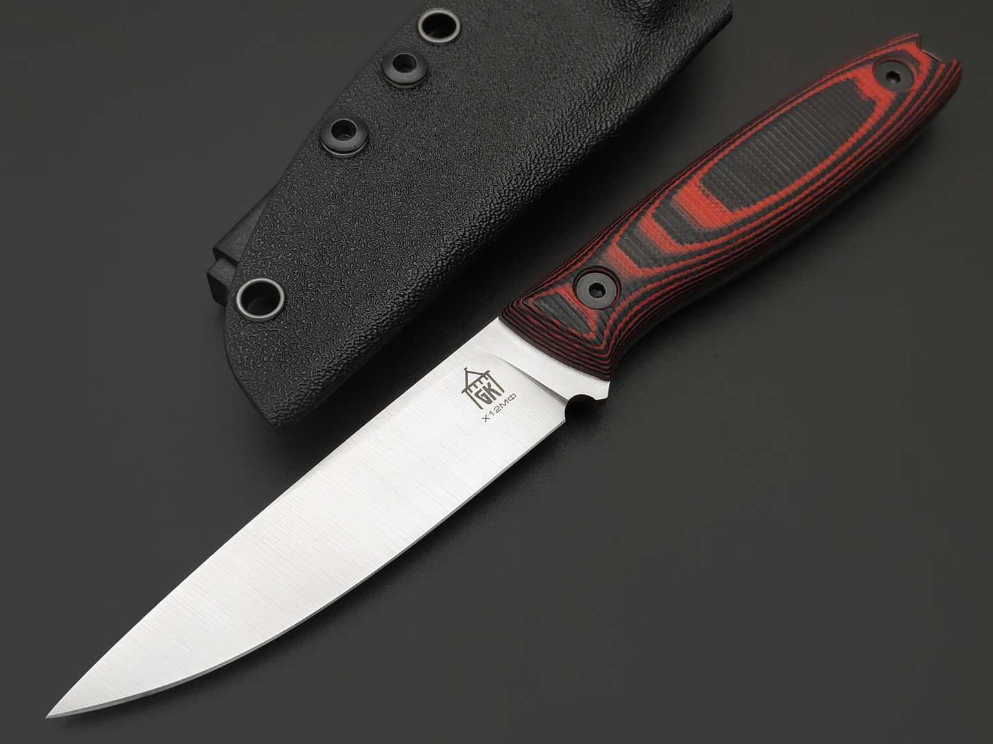 Град Горький нож Оса сталь Х12МФ satin, рукоять G10 black & red