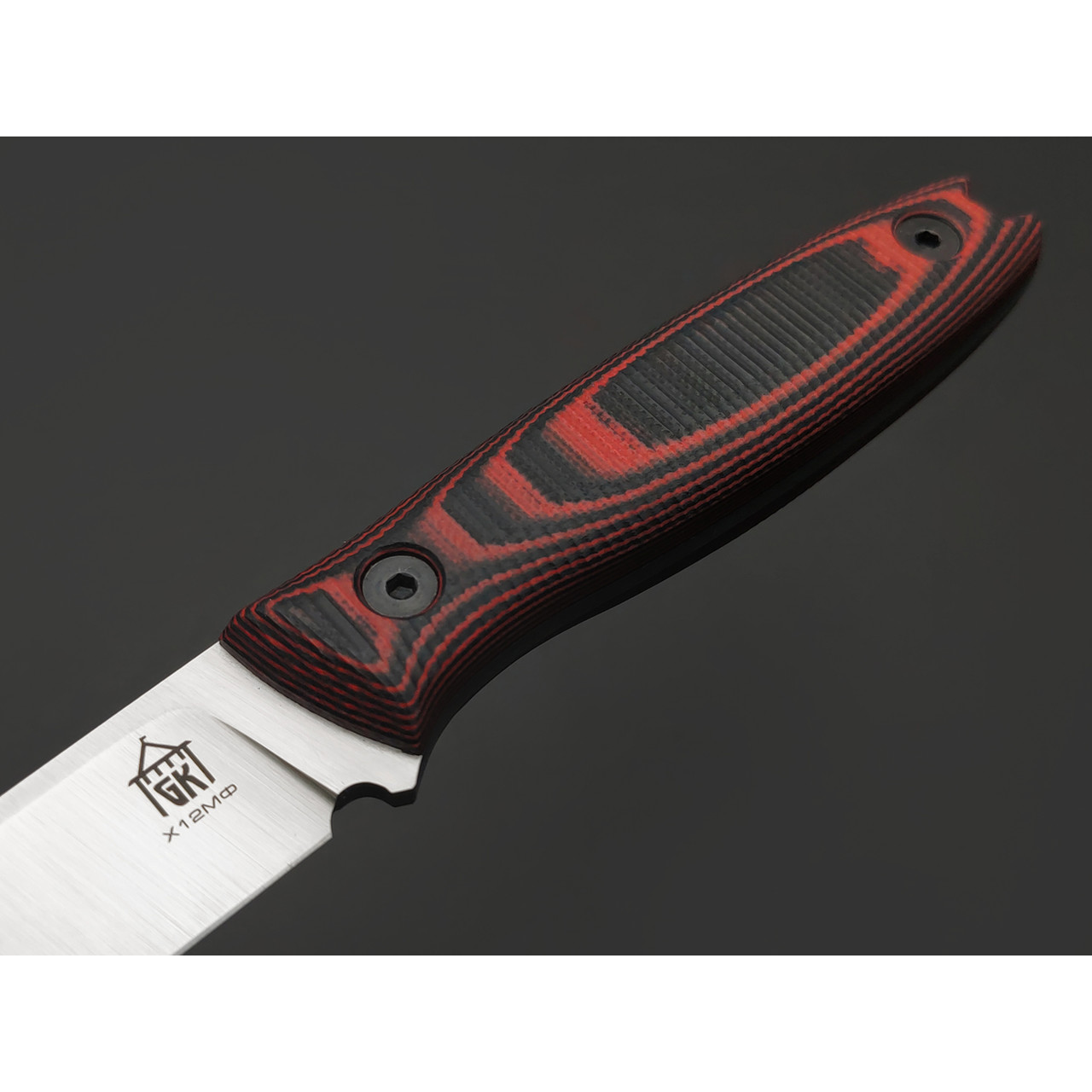 Град Горький нож Оса сталь Х12МФ satin, рукоять G10 black & red