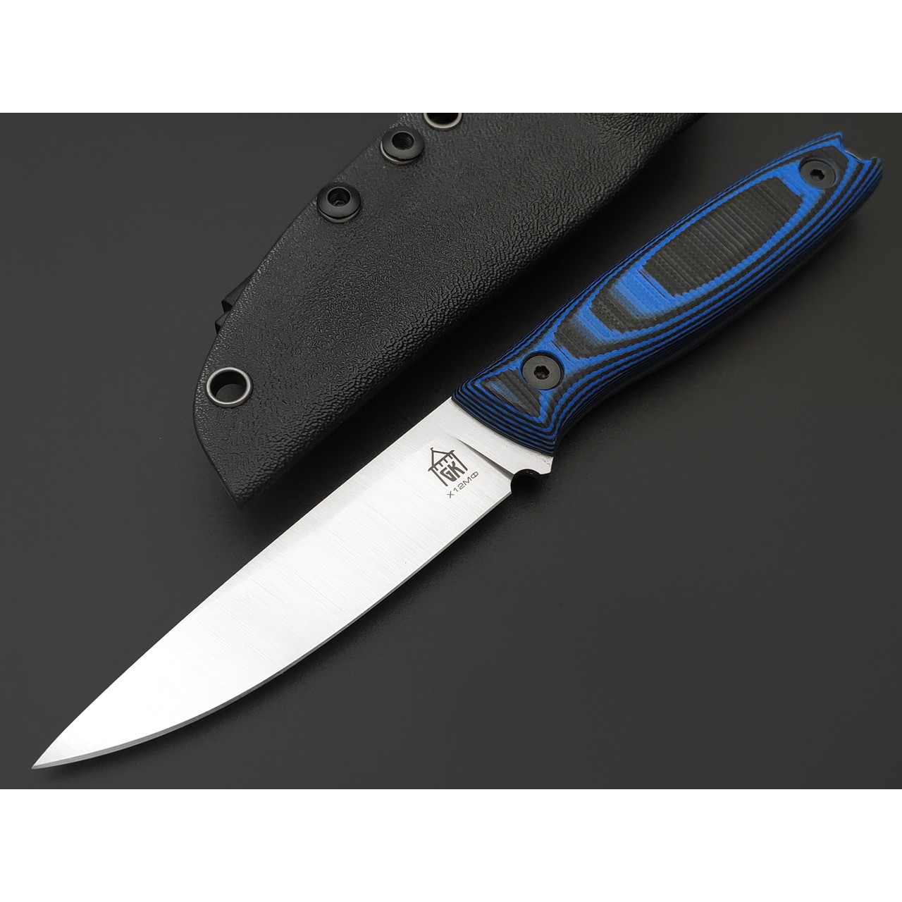 Град Горький нож Оса сталь Х12МФ satin, рукоять G10 black & blue
