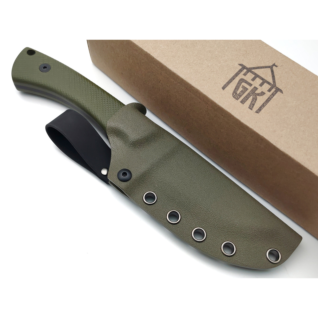 Град Горький нож Райбек 2 сталь D2 стоунвош, рукоять G10 olive & black