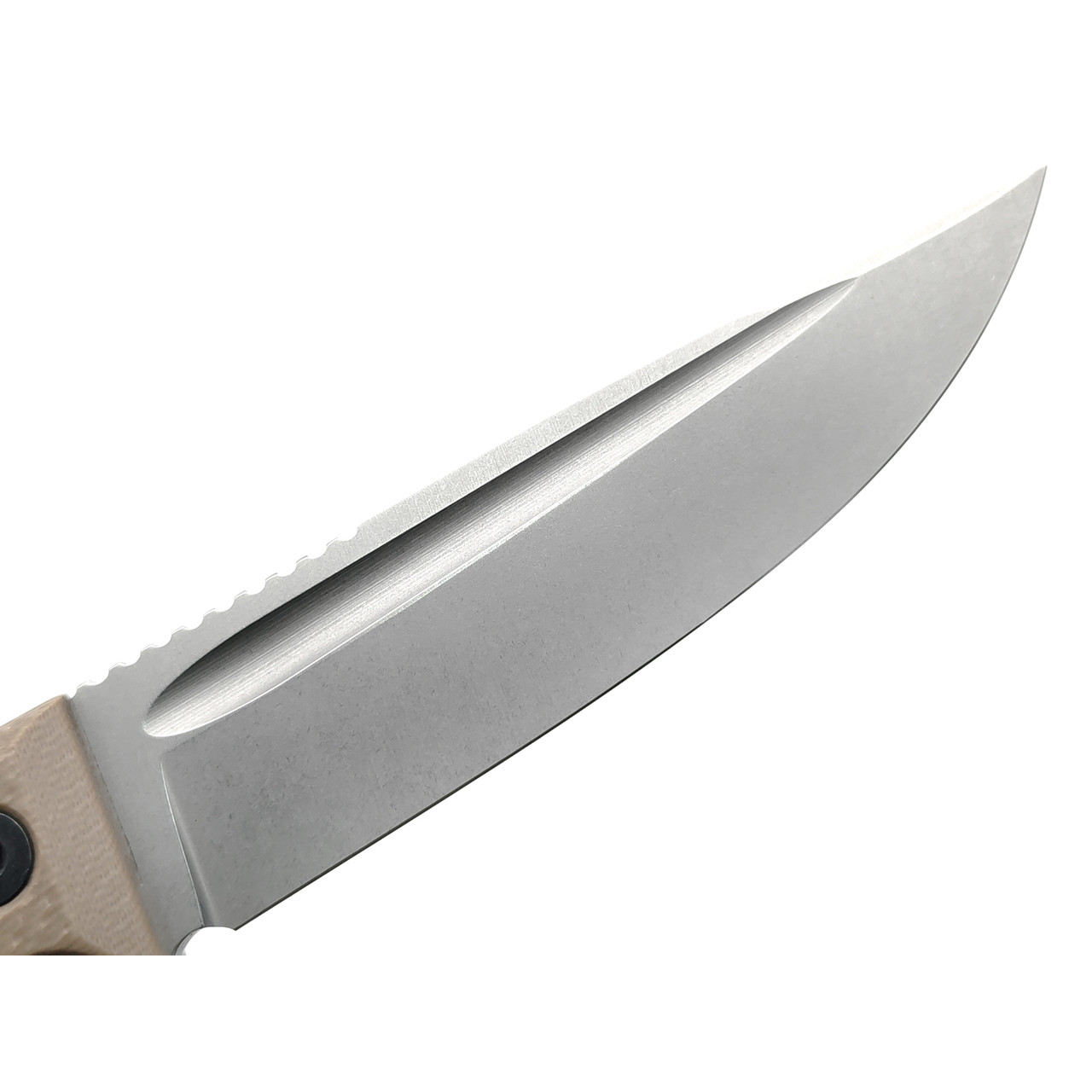 Град Горький нож Байкер сталь D2 стоунвош, рукоять G10 tan & black textured