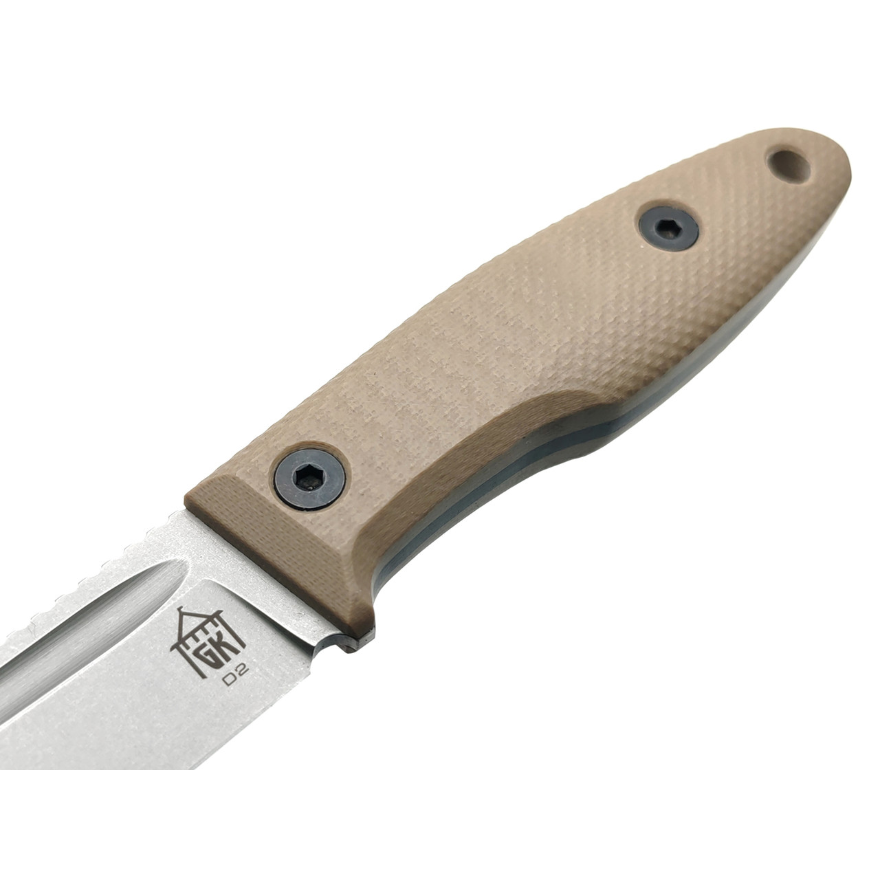 Град Горький нож Байкер сталь D2 стоунвош, рукоять G10 tan & black textured
