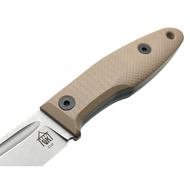 Град Горький нож Байкер сталь D2 стоунвош, рукоять G10 tan & black textured