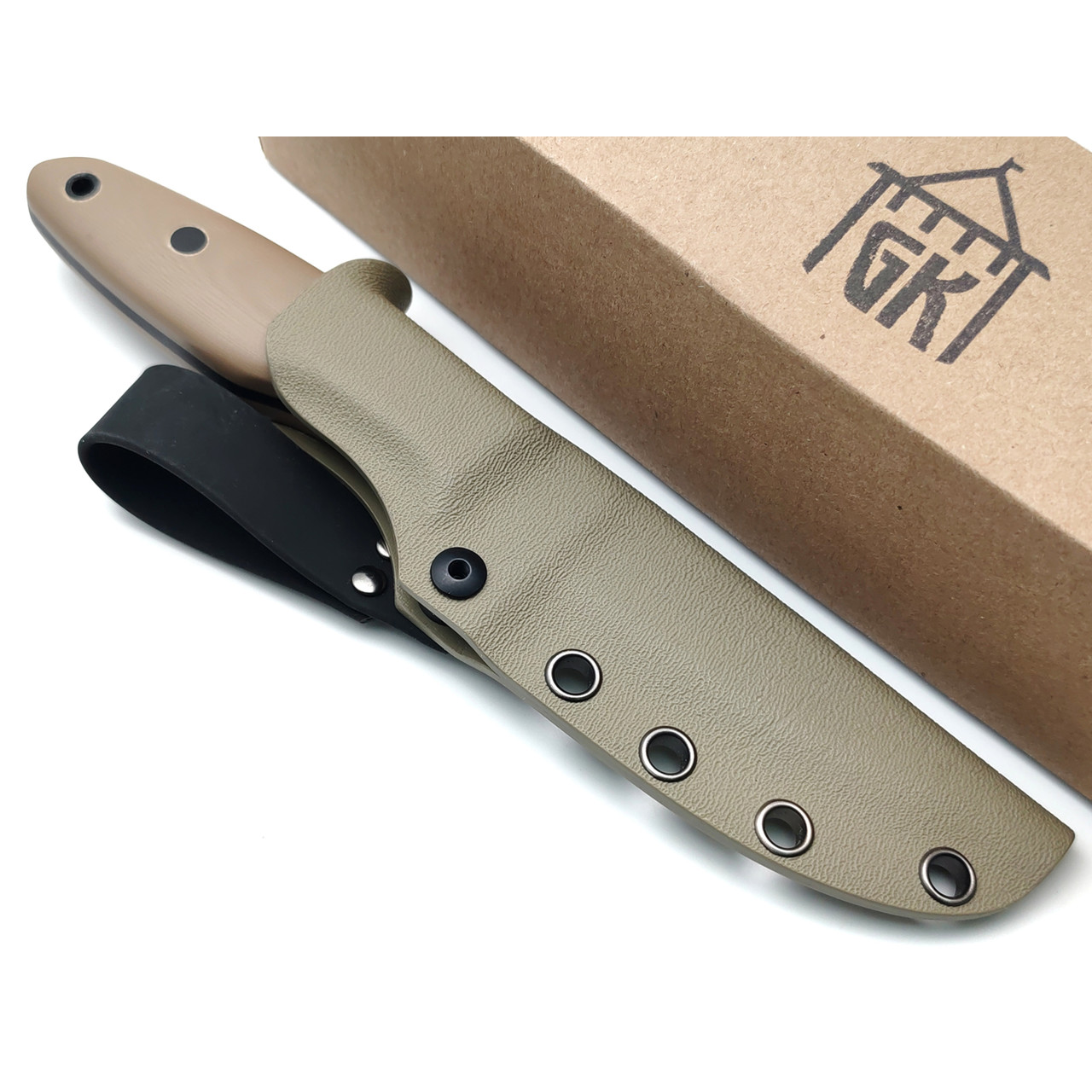 Град Горький нож Байкер сталь D2 стоунвош, рукоять G10 tan & black