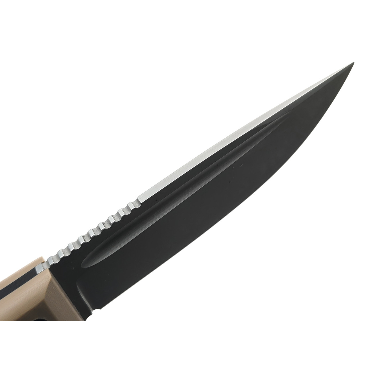 Град Горький нож Байкер сталь D2 стоунвош, рукоять G10 tan & black