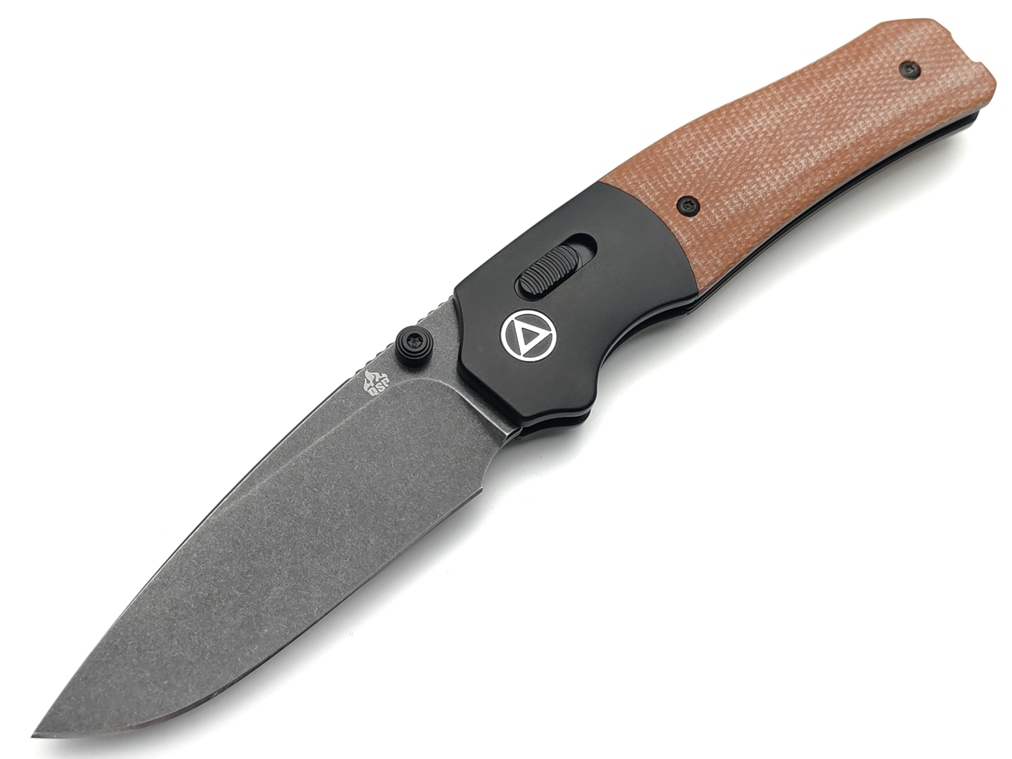 Нож QSP Vault QS157-C2 сталь 14C28N black, рукоять Micarta beige, aluminum black