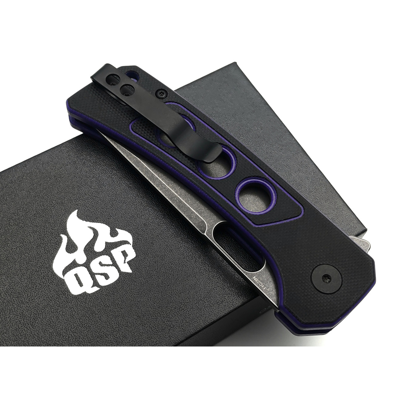 Нож QSP Unicorn QS156-B2 сталь 14C28N black, рукоять G10 black & purple