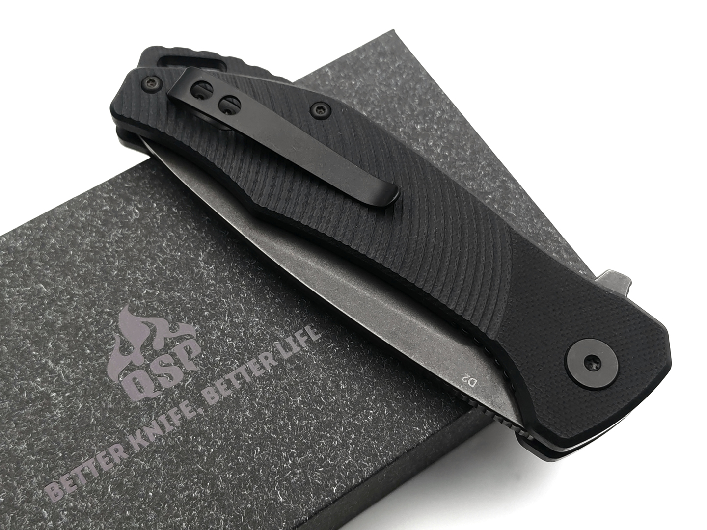 Нож QSP Raven QS122-C2 сталь D2 blackwash, рукоять G10 black