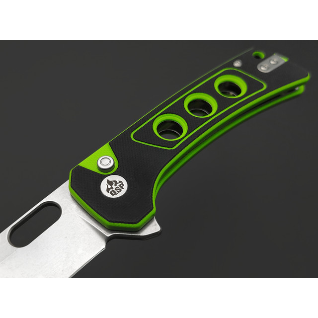 Нож QSP Unicorn QS156-С1 сталь 14C28N стоунвош, рукоять G10 black & green