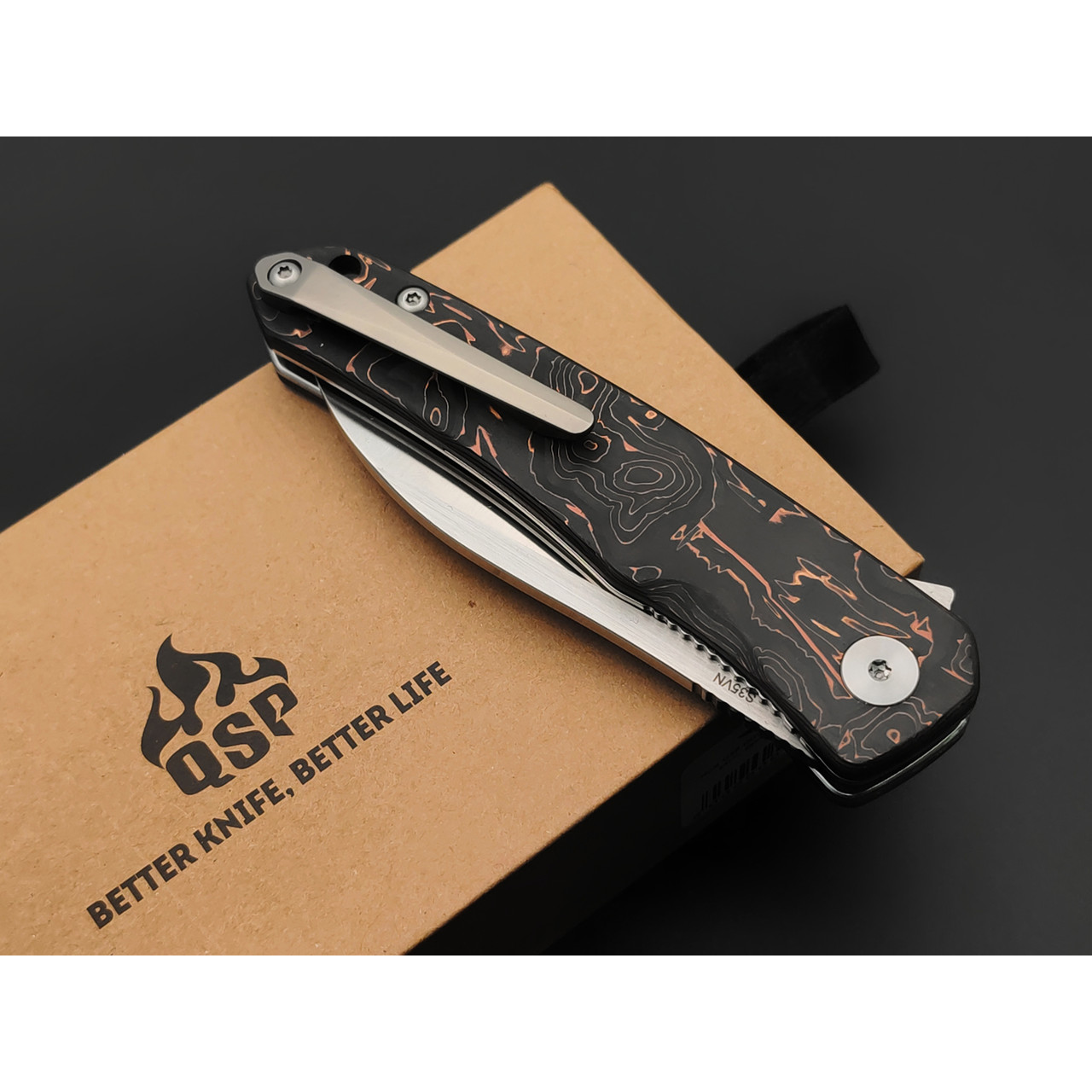 Нож QSP Otter QS140-B1 сталь S35VN satin, рукоять Carbon copper