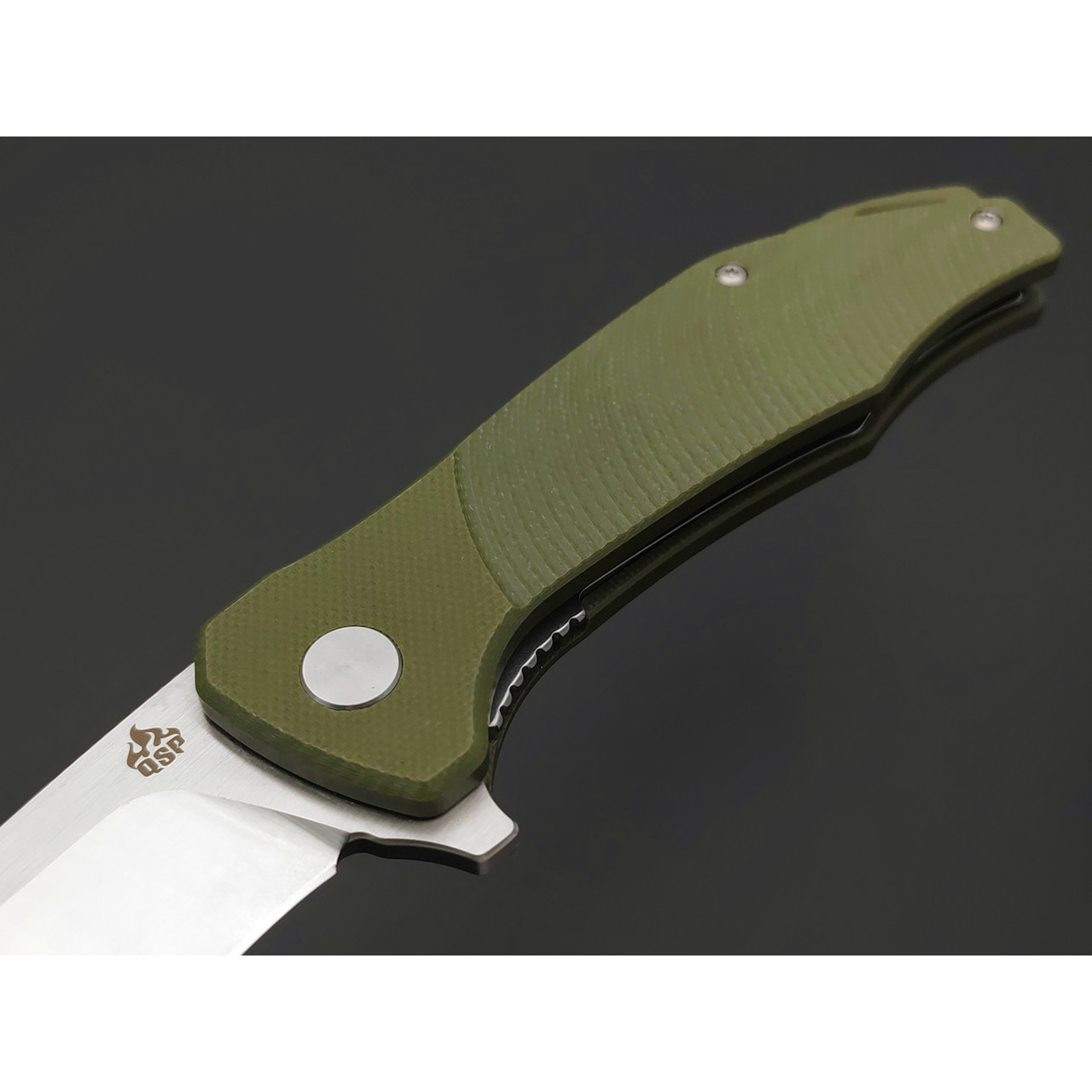 Нож QSP Raven QS122-B1 сталь D2 satin, рукоять G10 green