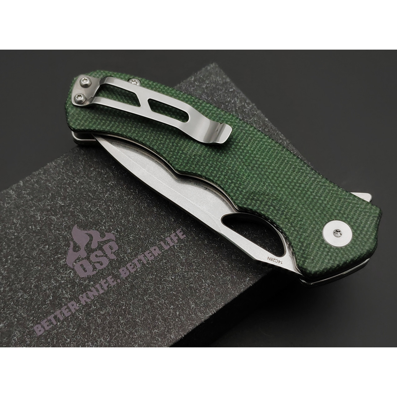 Нож QSP Gorilla QS153-C1 сталь 14C28N стоунвош, рукоять Micarta jeans