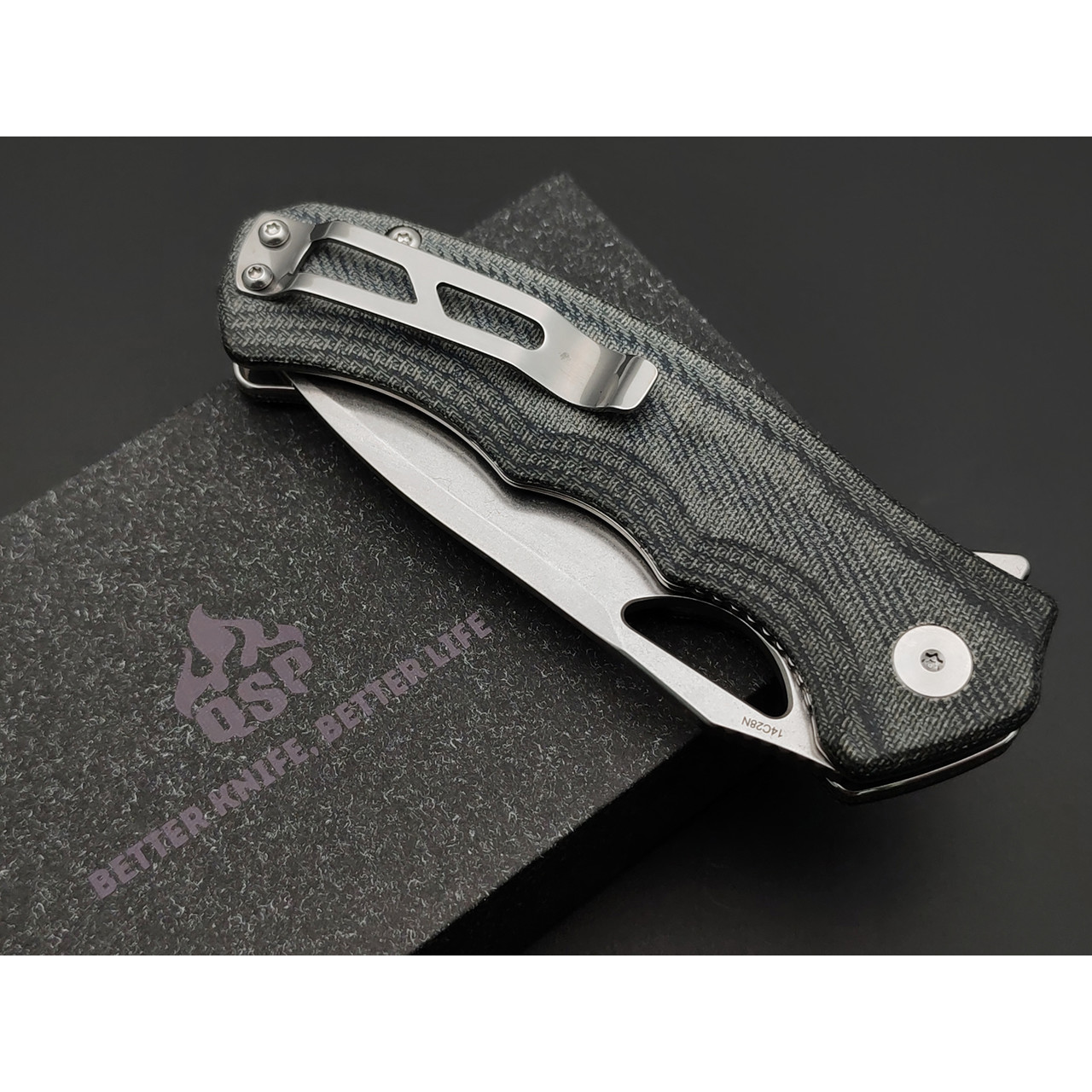 Нож QSP Gorilla QS153-B1 сталь 14C28N стоунвош, рукоять Micarta jeans
