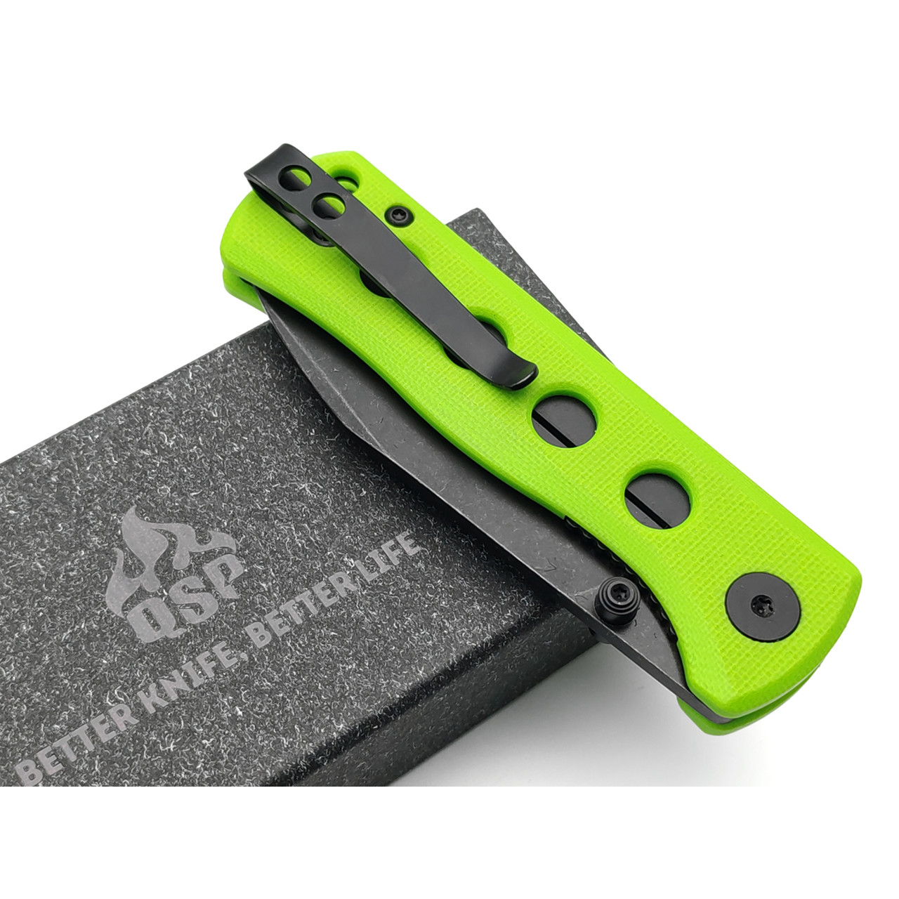 Нож QSP Canary folder QS150-C2 сталь 14C28N black, рукоять G10 green