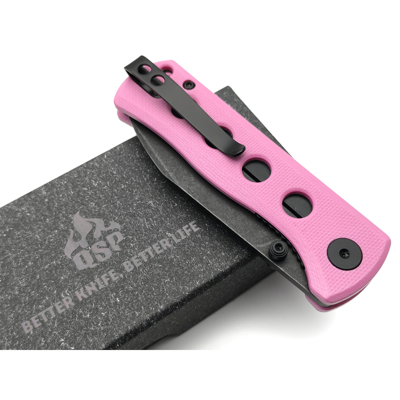 Нож QSP Canary folder QS150-H2 сталь 14C28N black, рукоять G10 pink