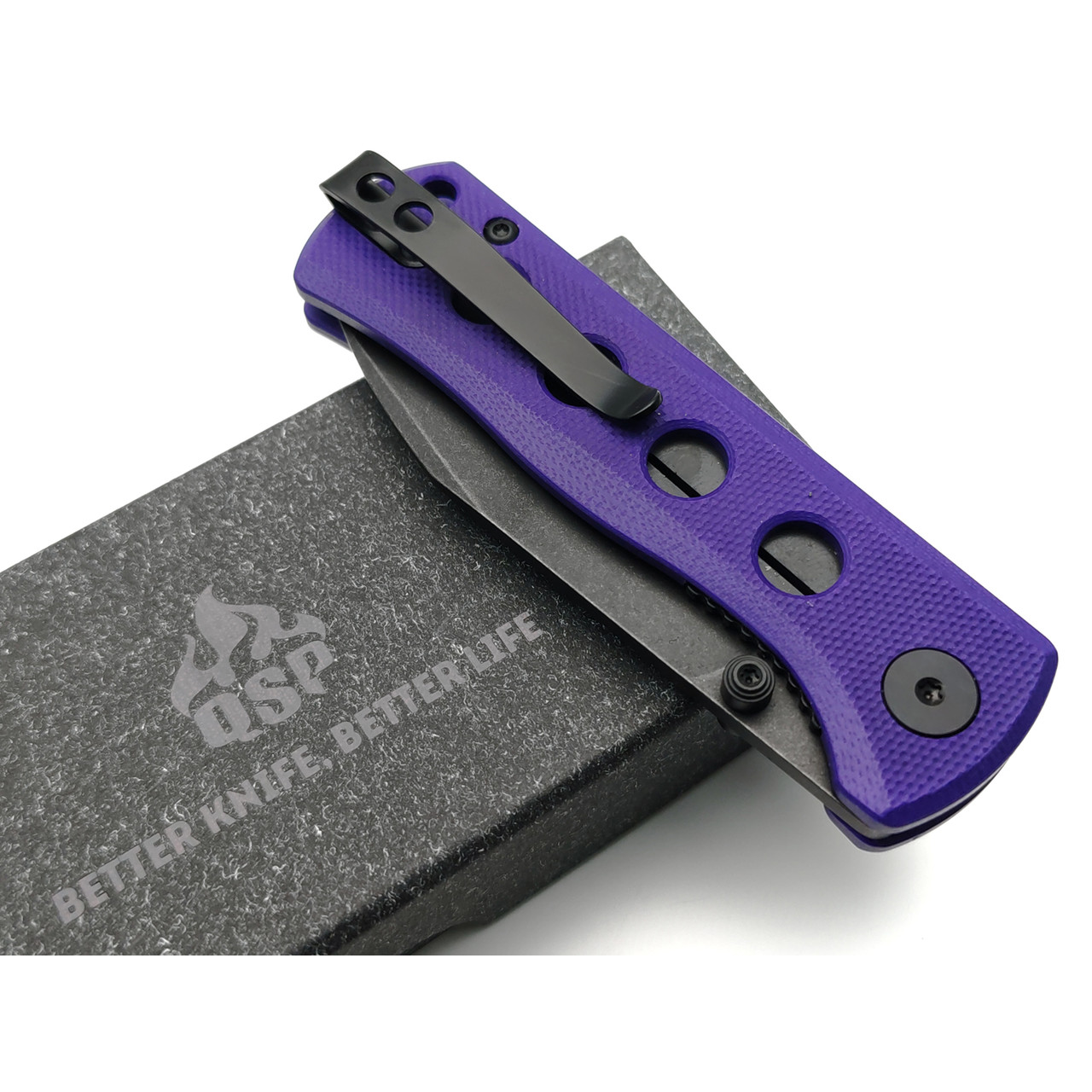QSP складной нож Canary folder QS150-D2 сталь 14C28N black, рукоять G10 фиолетовый