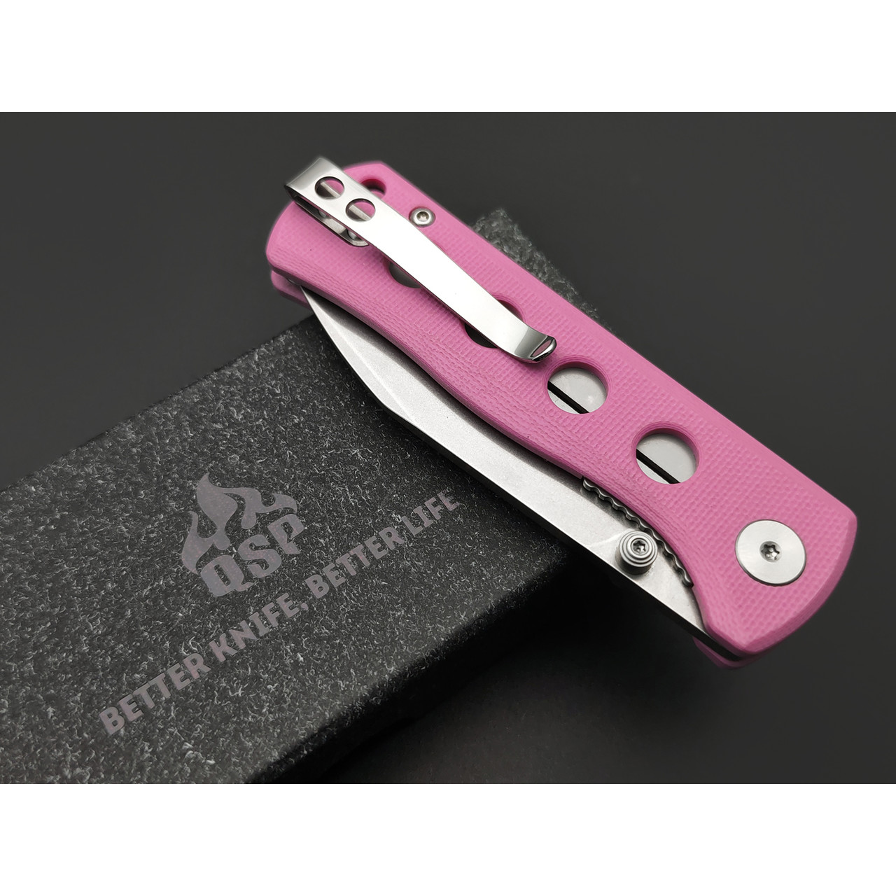 Нож QSP Canary folder QS150-H1 сталь 14C28N стоунвош, рукоять G10 pink