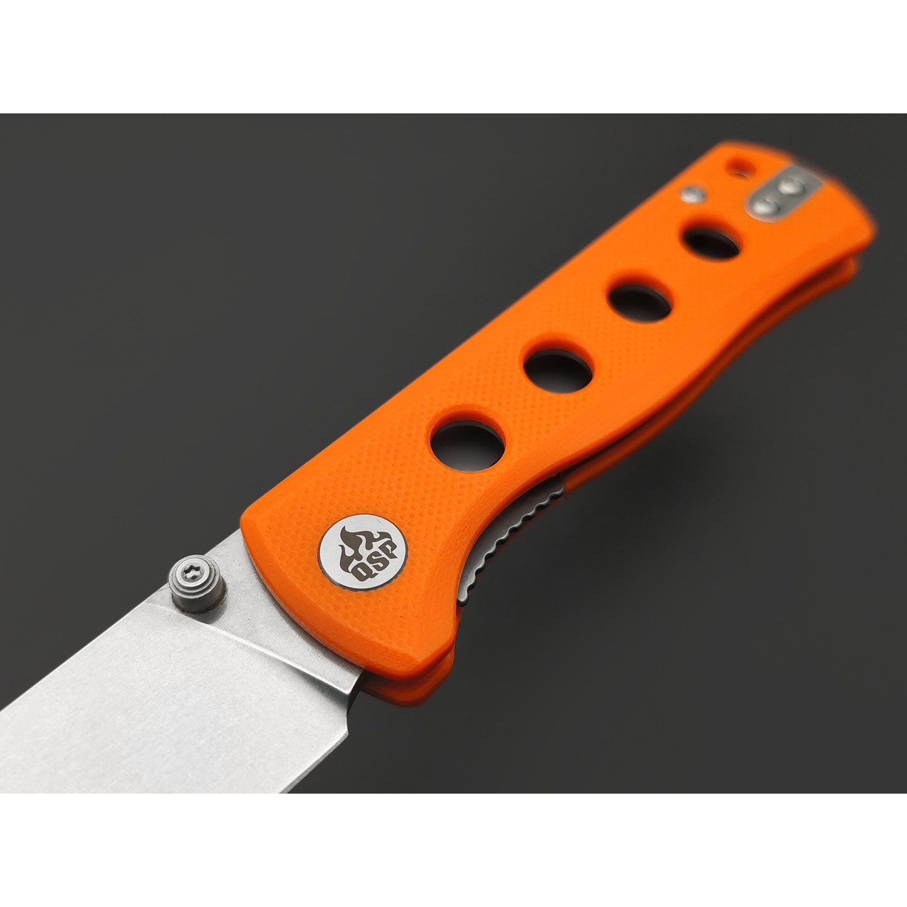 Нож QSP Canary folder QS150-B1 сталь 14C28N стоунвош, рукоять G10 orange