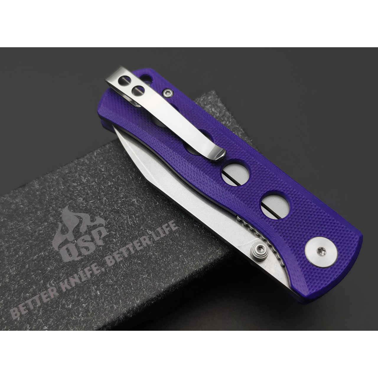 Нож QSP Canary folder QS150-D1 сталь 14C28N стоунвош, рукоять G10 purple