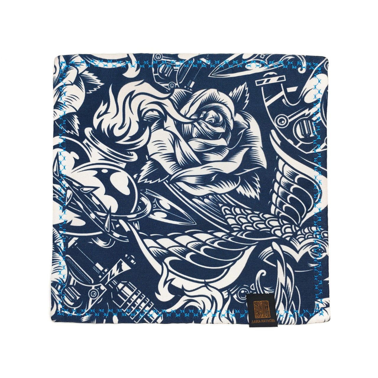 Лавка Наумова платок хэнк "Tattoo Art - Vintage" navy 24х24 см