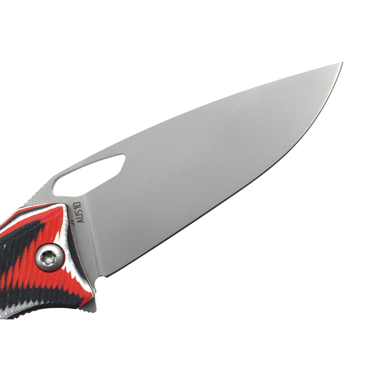 Saro нож Бизон сталь Aus-10, рукоять G10 red, black & white