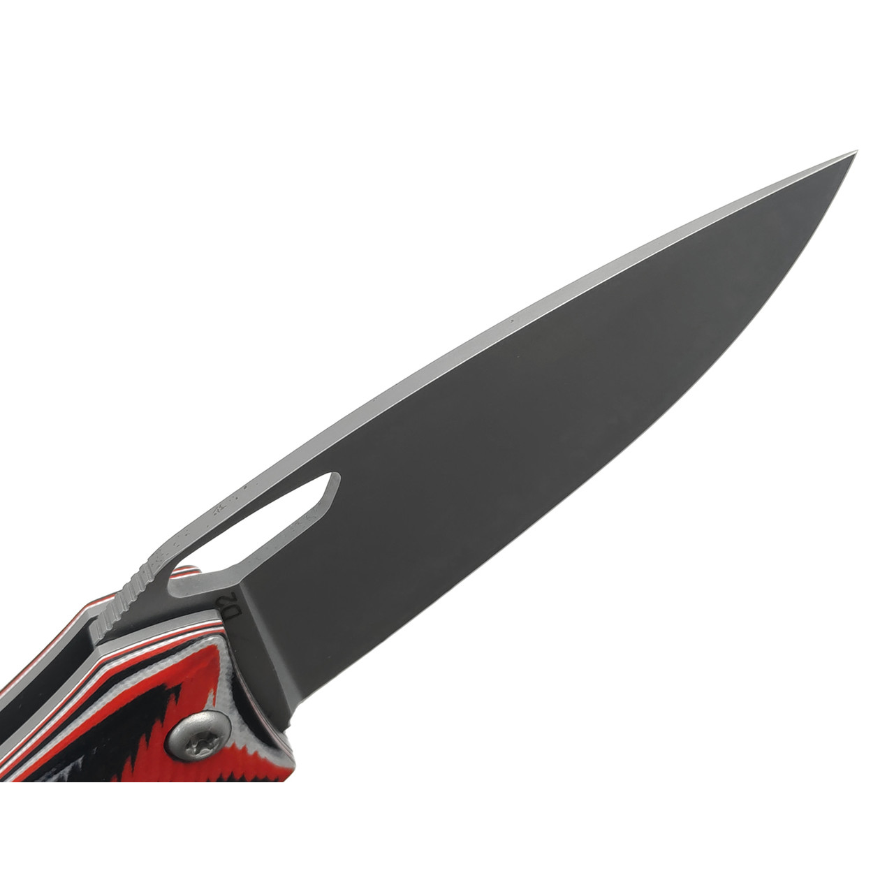 Saro нож Бизон сталь D2, рукоять G10 red, black & white